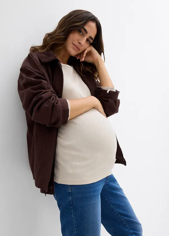 Lot de 2 T-shirts côtelés de grossesse 100% coton, bonprix