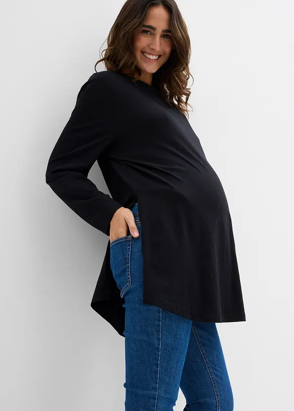 T-shirt de grossesse long 100% coton avec fentes pour l’allaitement, bonprix
