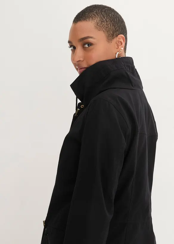Parka courte en coton à col montant, cintrée, bonprix