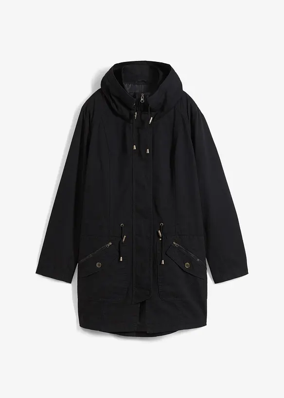 Parka courte en coton &agrave; col montant, cintr&eacute;e, bonprix