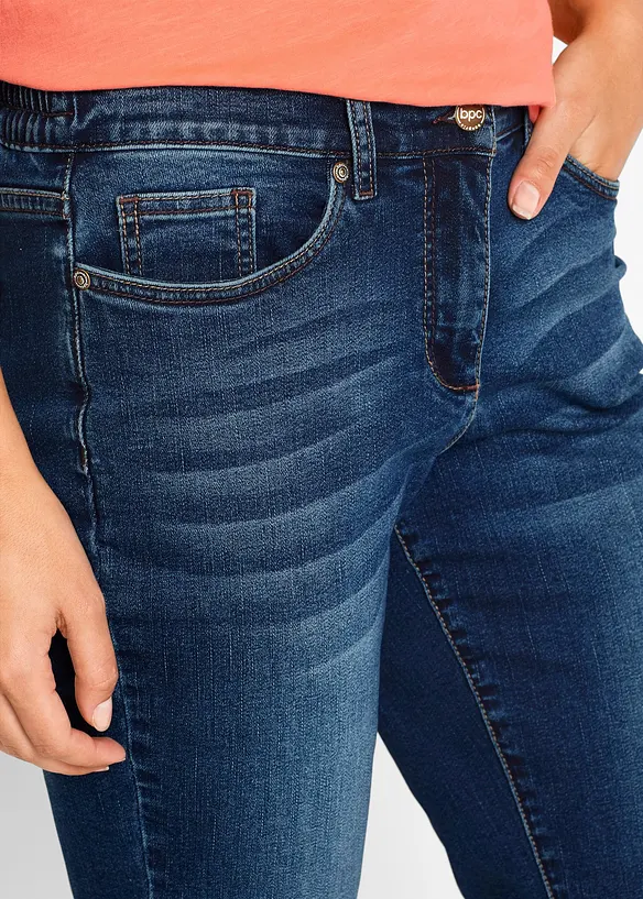 Bermuda en jean, taille mi-haute élastiquée, bonprix