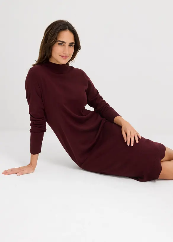 Robe en maille à col montant, bonprix