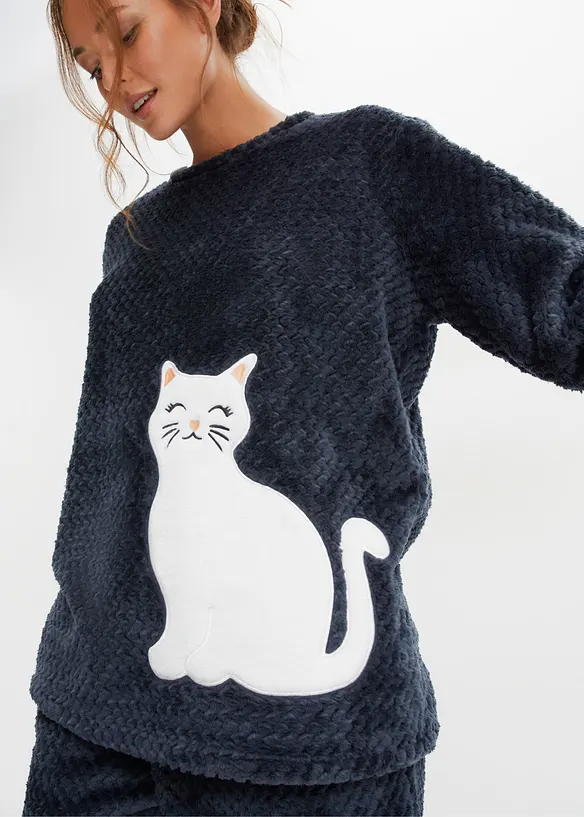 Pyjama en polaire texturée avec application, bonprix