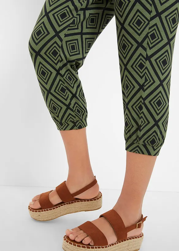 Pantalon 3/4 fluide en viscose extensible, bonprix