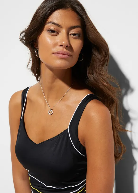 Maillot 1 pi&egrave;ce &agrave; passepoils contrastants, bonprix