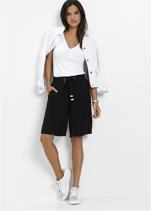Bermuda en viscose avec ceinture à nouer, bonprix