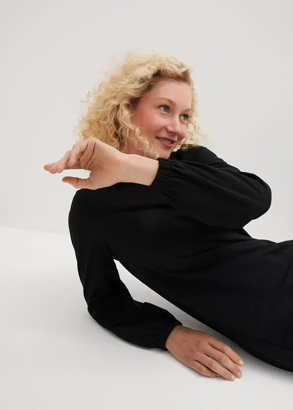 Robe en molleton avec manches ballon et fente, bonprix