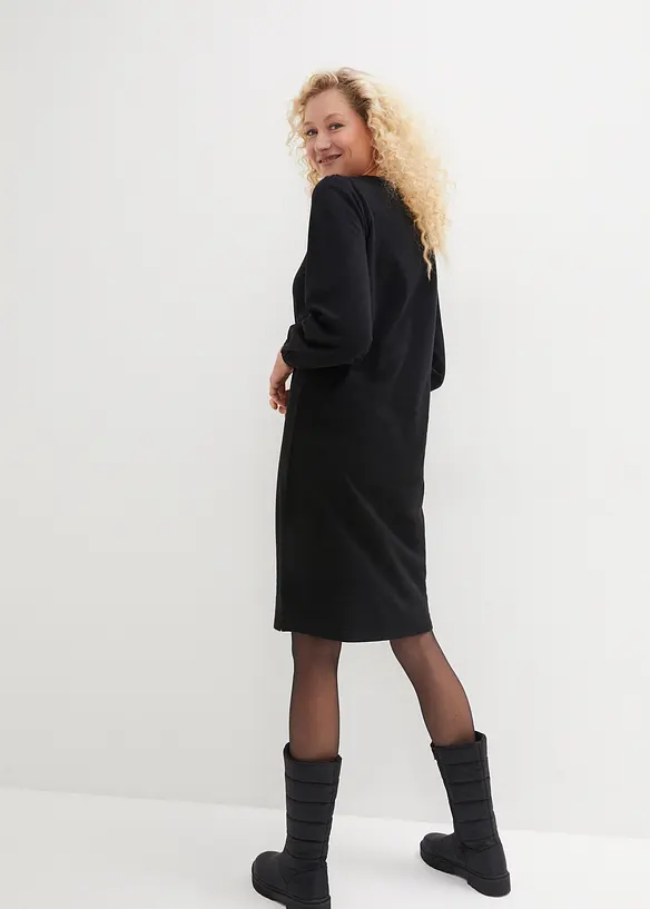 Robe en molleton avec manches ballon et fente, bonprix