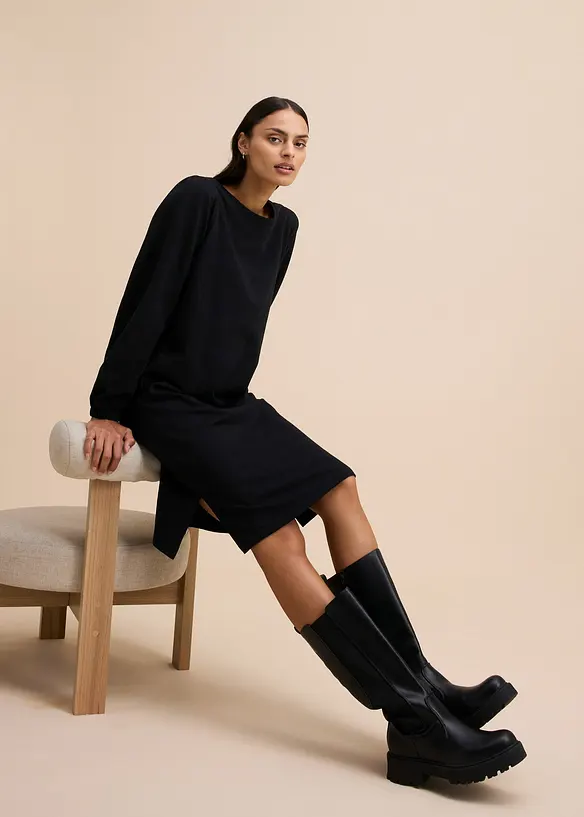 Robe en molleton avec manches ballon et fente, bonprix