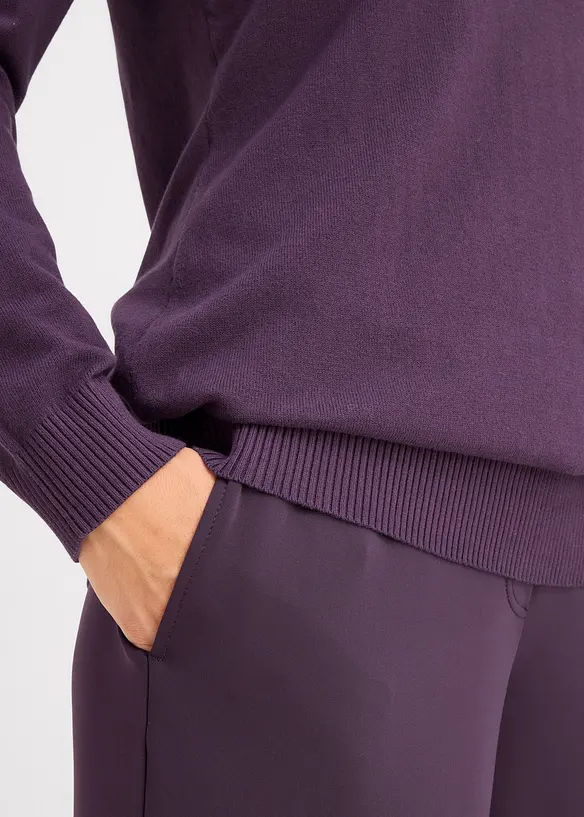 Pull long basique à col V, bonprix