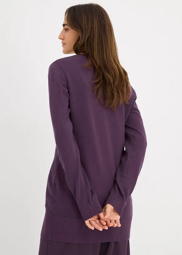 Pull long basique à col V, bonprix