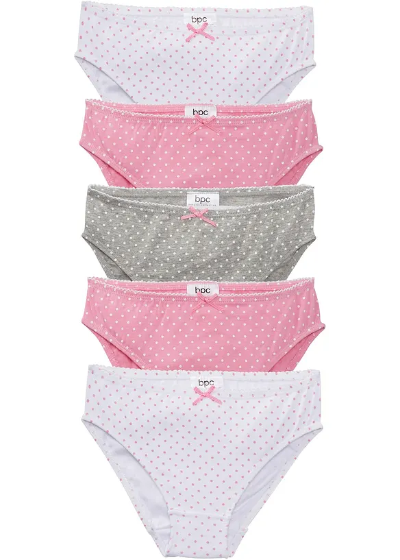 Lot de 5 slips coton avec nœud en satin, bonprix