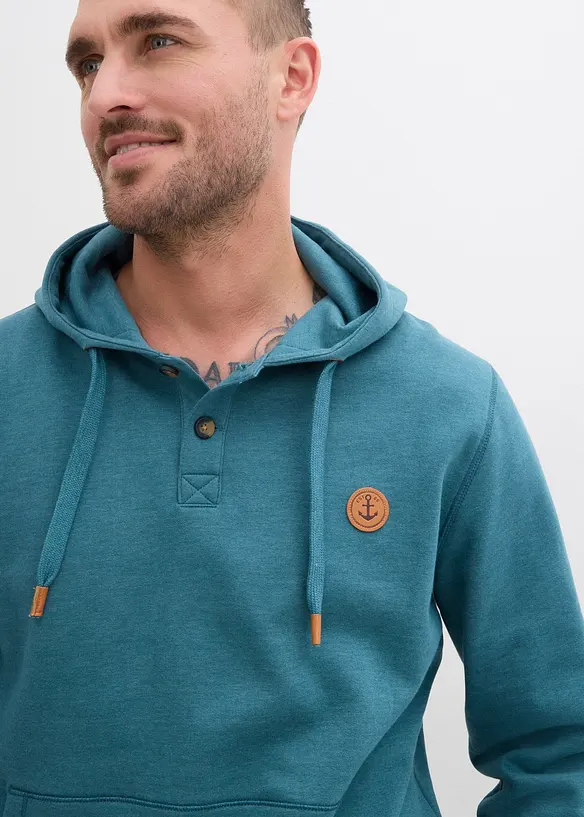 Sweat à capuche, détails enduits et intérieur gratté doux, bonprix