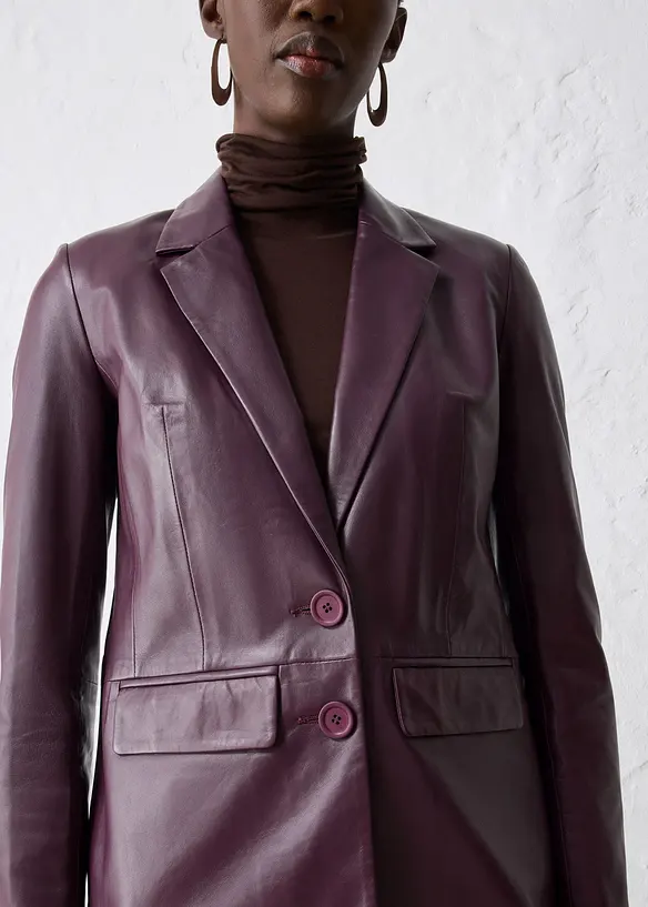 Blazer en cuir d’agneau nappa, bonprix