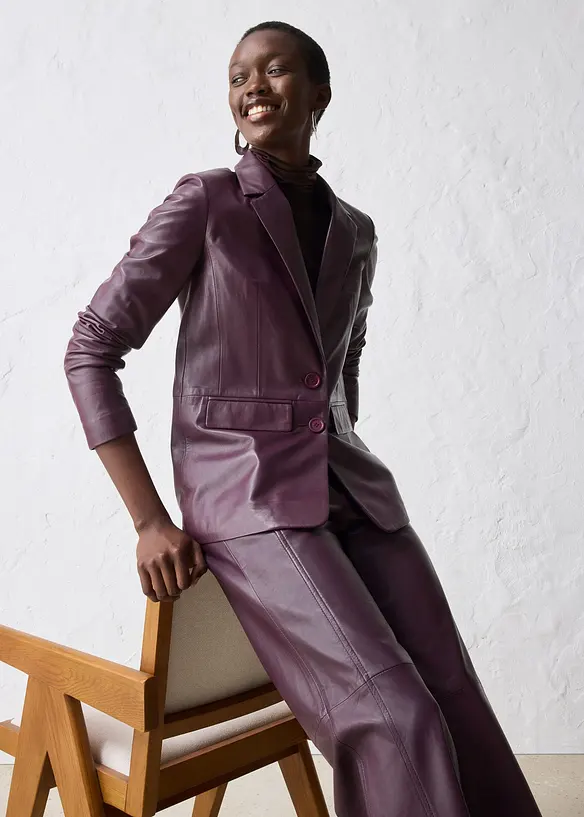 Blazer en cuir d’agneau nappa, bonprix