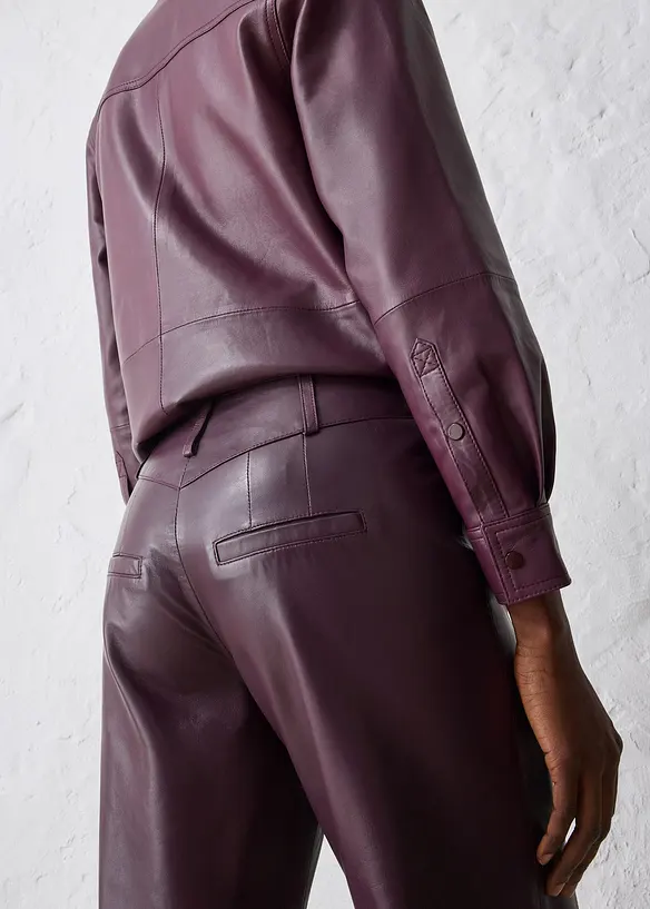 Pantalon large en cuir d’agneau nappa, bonprix