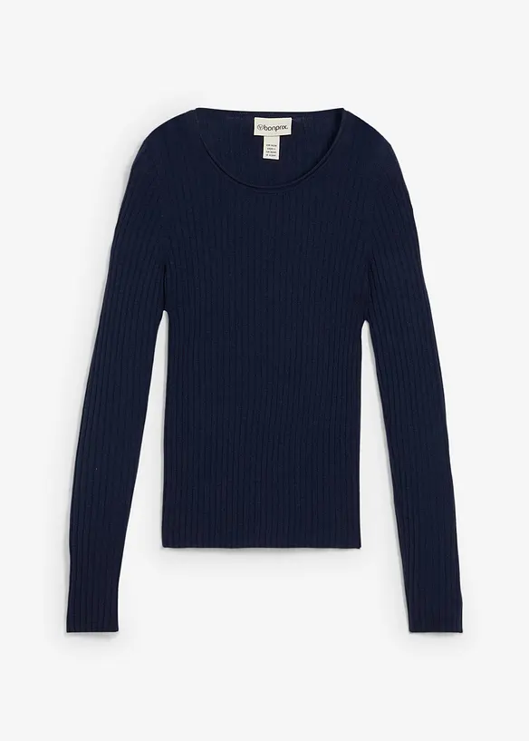 Pull côtelé en laine mérinos, bonprix