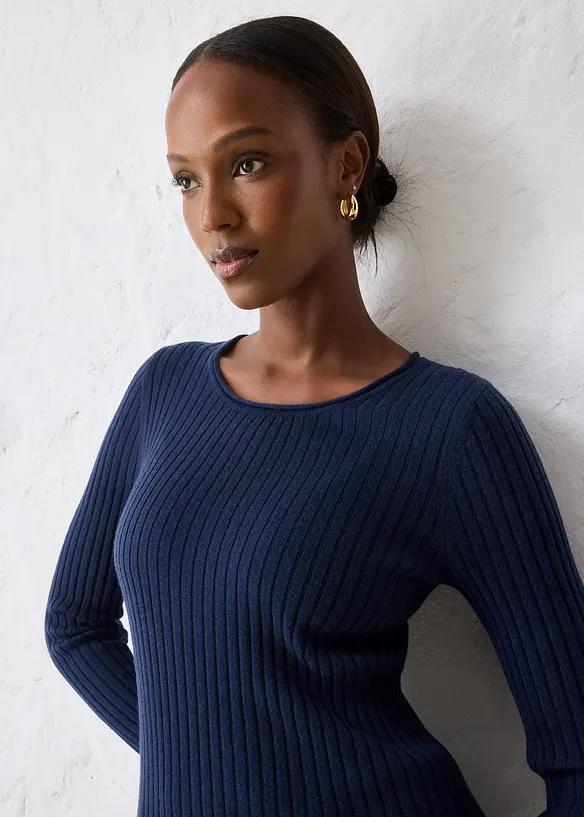 Pull côtelé en laine mérinos, bonprix