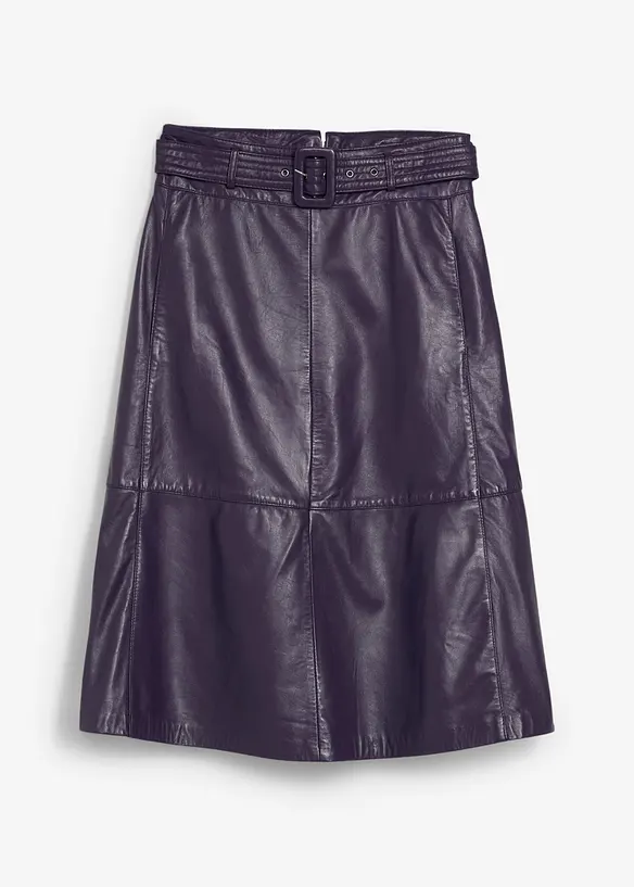 Jupe en cuir d’agneau nappa avec ceinture (ens. 2 pces), bonprix