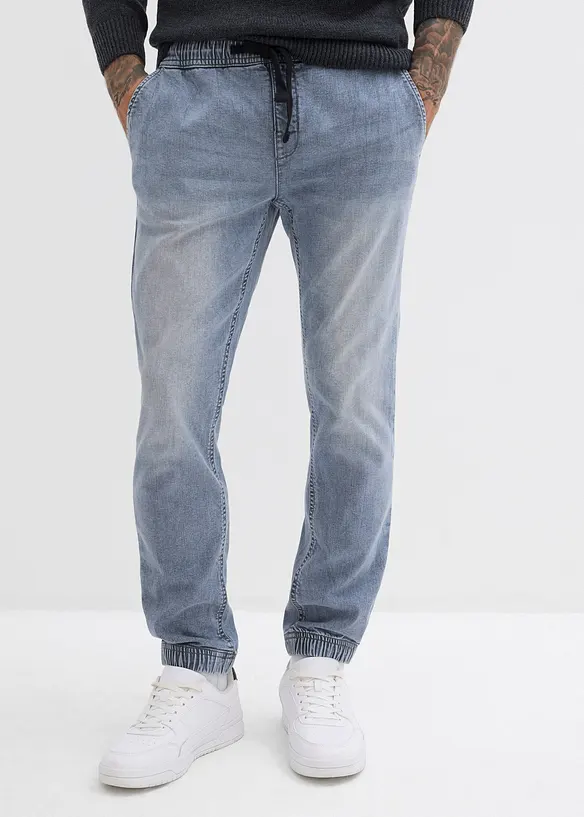 Jean jogger à taille élastiquée Regular, fuselé, bonprix