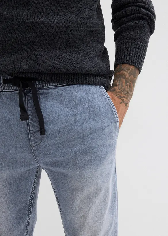 Jean jogger à taille élastiquée Regular, fuselé, bonprix