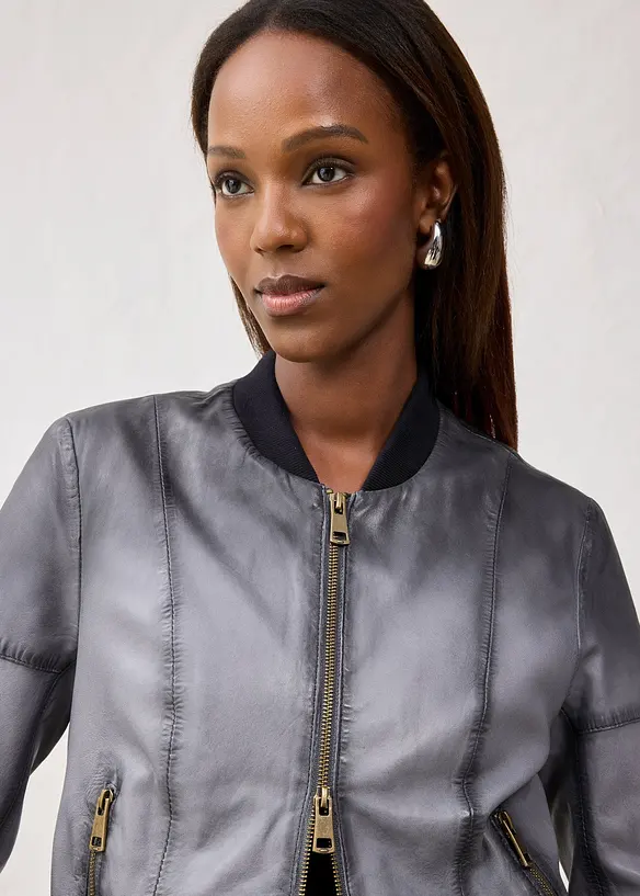 Veste en cuir nappa d’agneau, bonprix