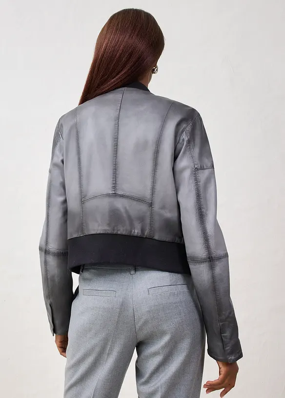 Veste en cuir nappa d’agneau, bonprix