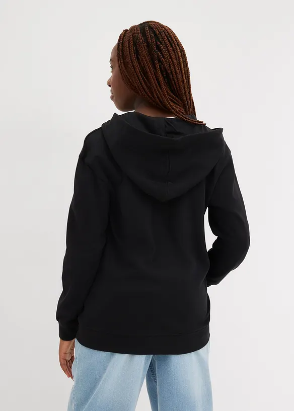 Sweat zippé à capuche en coton doux et extensible, bonprix