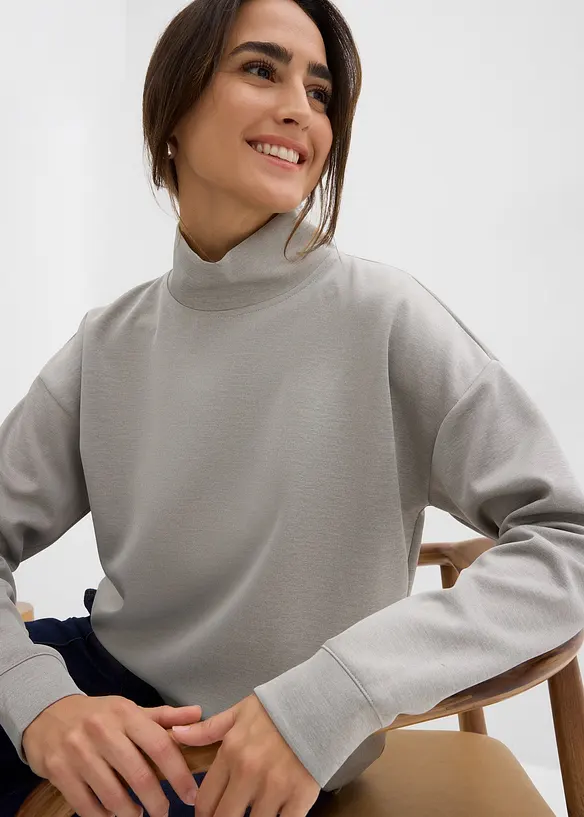 Sweat-shirt en néoprène à col montant, bonprix