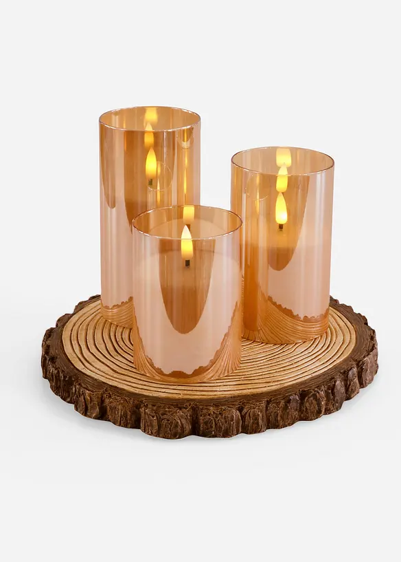 Figurines déco avec bougies LED (ens. 3 pces), bonprix