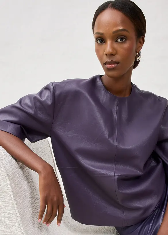 Tunique en cuir d’agneau nappa, bonprix