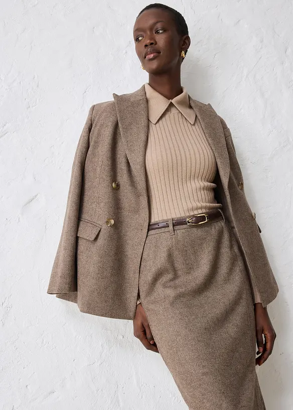 Jupe crayon en laine mélangée, bonprix