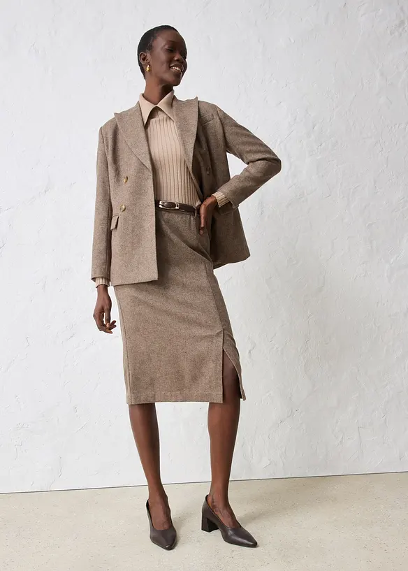 Jupe crayon en laine mélangée, bonprix