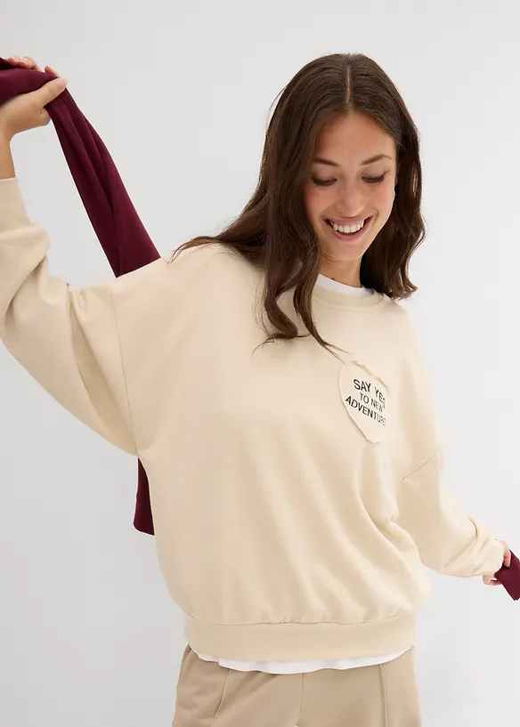 Sweat oversize doux en coton mélangé, bonprix