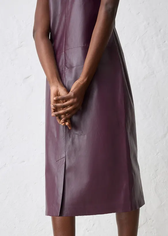 Robe En Cuir D'agneau Et Coton Theory - Taille 4 - Noir - Occasion Très Bon état