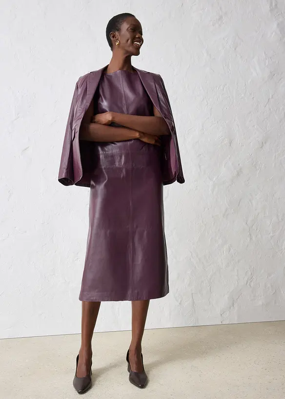 Robe En Cuir D'agneau Et Coton Theory - Taille 4 - Noir - Occasion Très Bon état