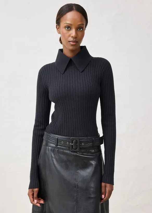 Pull côtelé en laine mérinos, bonprix