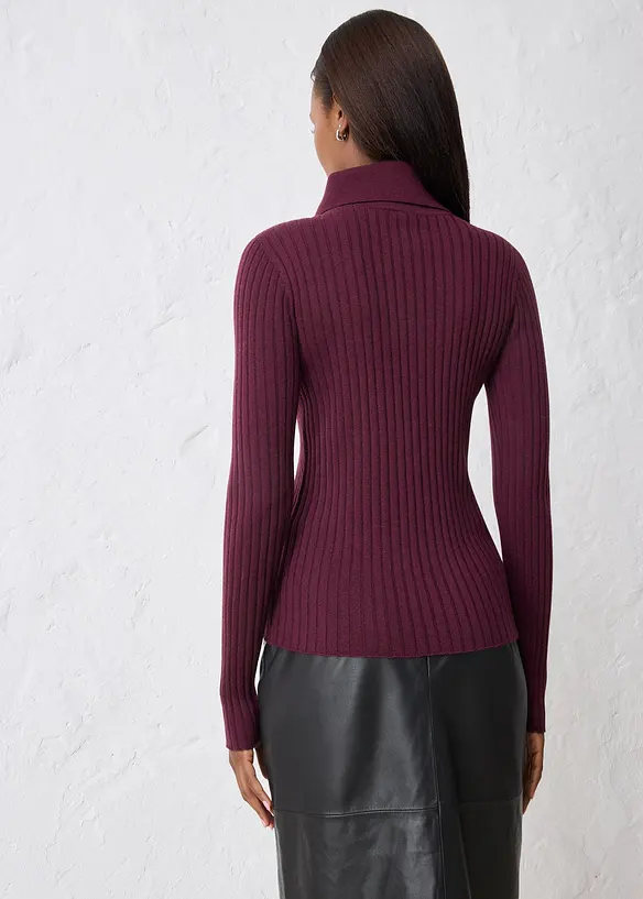 Pull côtelé en laine mérinos, bonprix