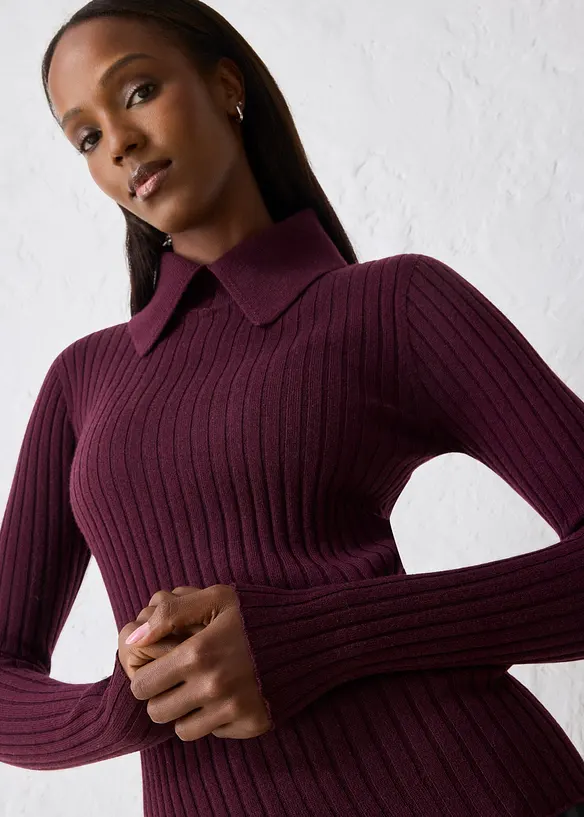 Pull côtelé en laine mérinos, bonprix