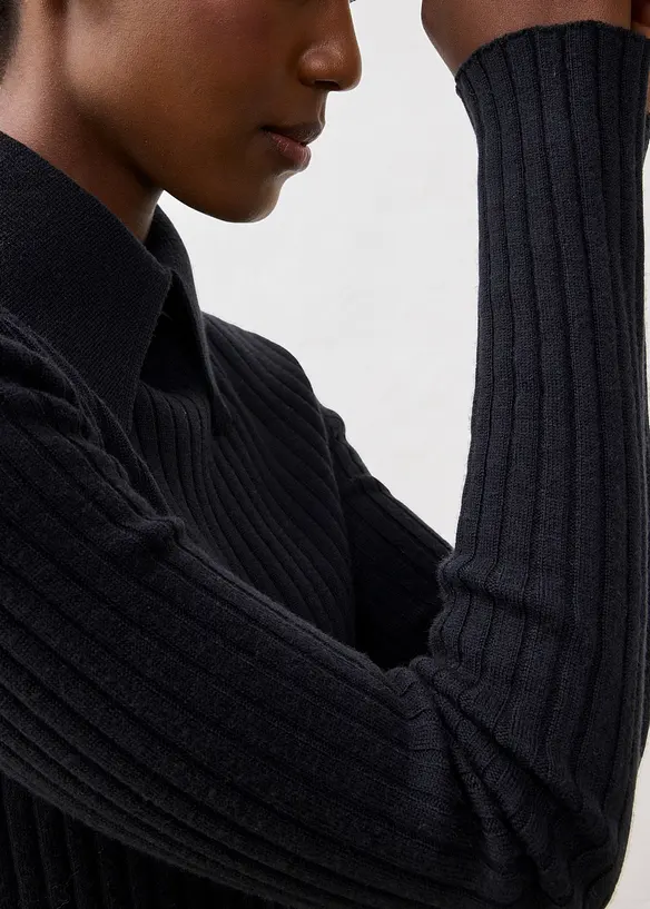 Pull côtelé en laine mérinos, bonprix