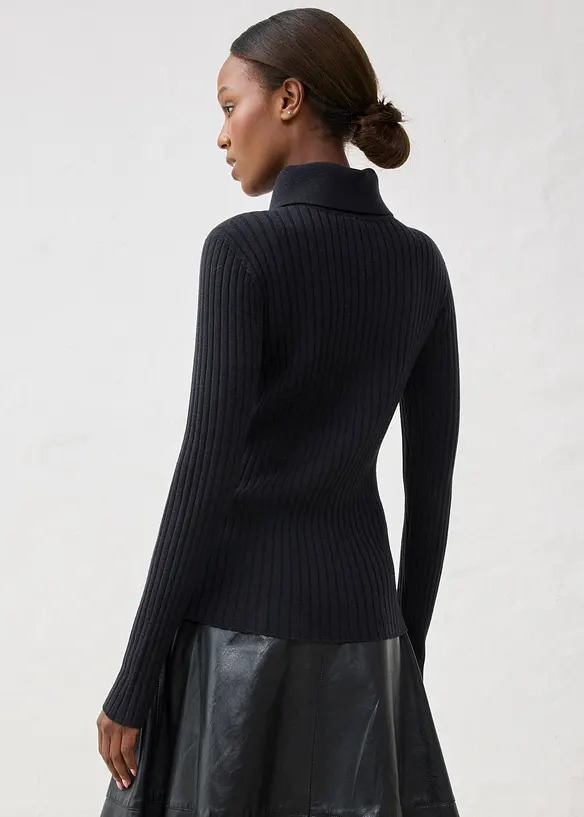 Pull côtelé en laine mérinos, bonprix