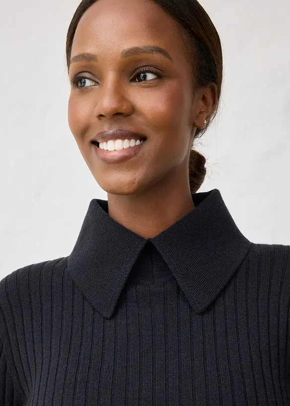 Pull côtelé en laine mérinos, bonprix