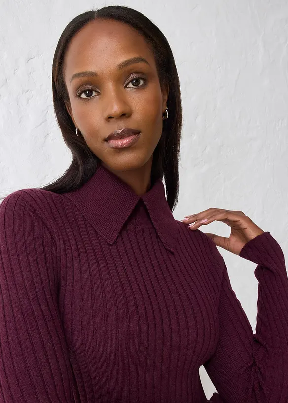 Pull côtelé en laine mérinos, bonprix