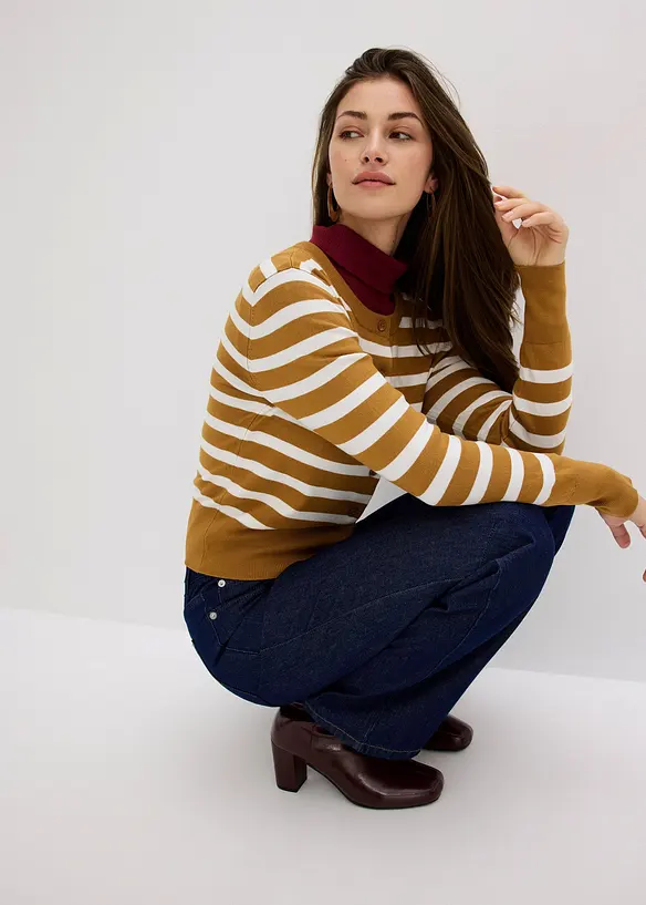 Gilet en fine maille rayée, bonprix