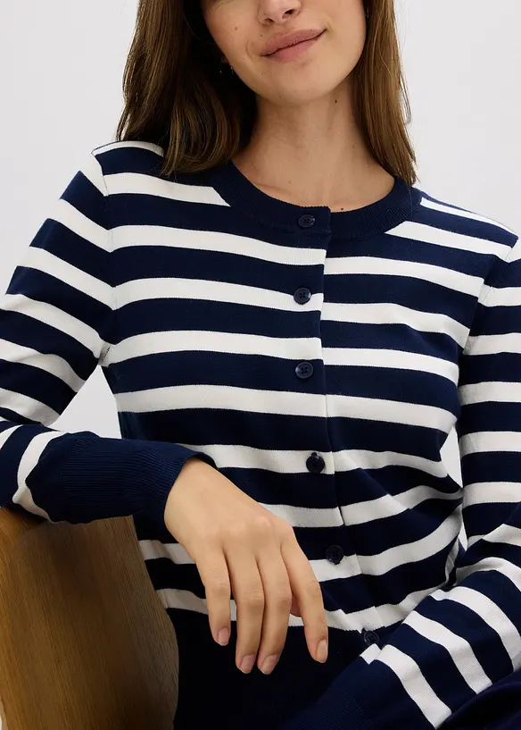 Gilet en fine maille rayée, bonprix