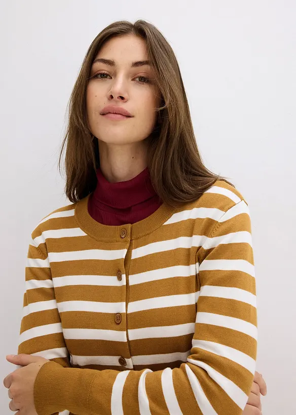 Gilet en fine maille rayée, bonprix