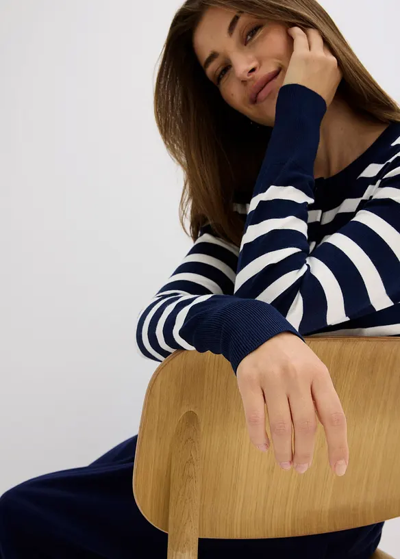 Gilet en fine maille rayée, bonprix