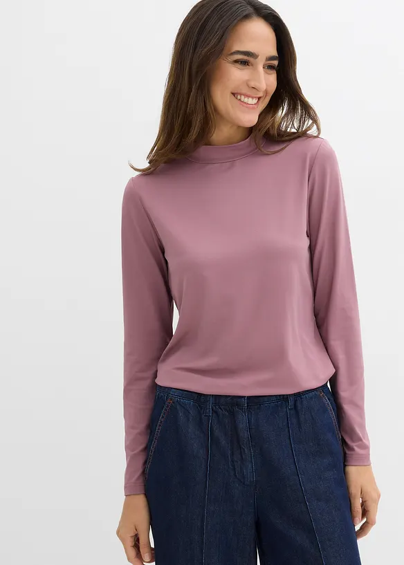 T-shirt manches longues à col montant, bonprix