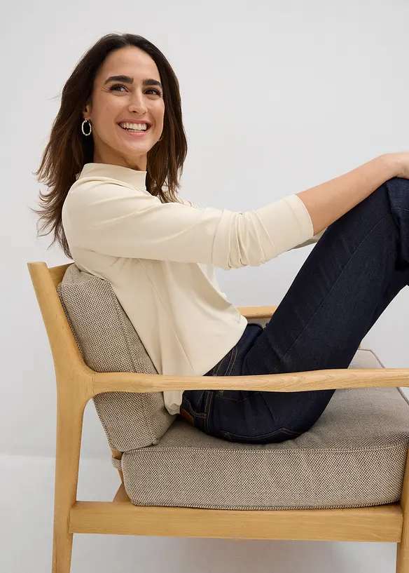 T-shirt manches longues à col montant, bonprix