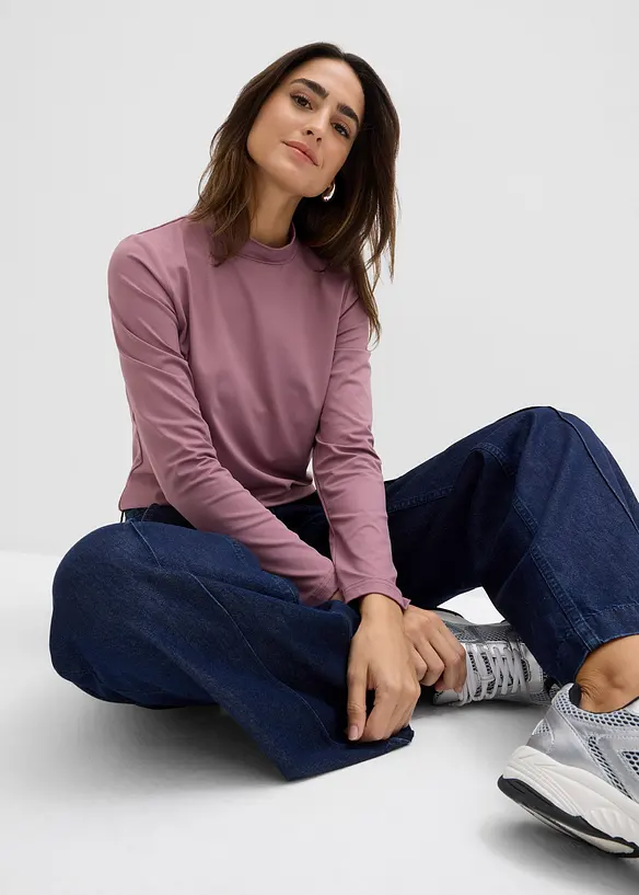 T-shirt manches longues à col montant, bonprix